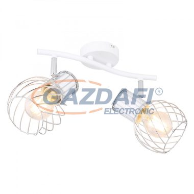 GLOBO 54014-2 MAIDA Spotlámpa fehér-króm színben, fém rácsos búrával. HxSZxM:296x230x185, exkl. 2xE27 40W 230V