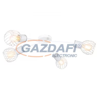GLOBO 54014-4D MAIDA Mennyezeti lámpa fehér-króm színben, fém rácsos búrával. HxSZxM:780x380x210, exkl. 4xE27 40W 230V