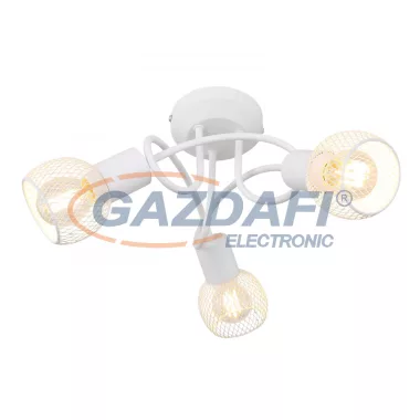 GLOBO 54028-3W FIASTRA Mennyezeti lámpa fém fehér, fehér dróthálóból szőtt búrával. Ø:360, H:200, exkl. 3xE14 40W 230V