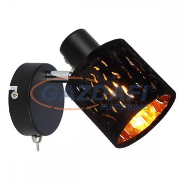 GLOBO 54121-1 TROY Fali lámpa,8W, E14, fém fekete, matt, króm, bársony fekete, műanyag, arany