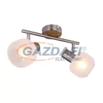   GLOBO 54302-2 LOGGI Spot nikkel matt váz, fa megjelenésű dekorral, fehér üveg búrával. LxH:250x180, exkl. 2xE14 40W 230V