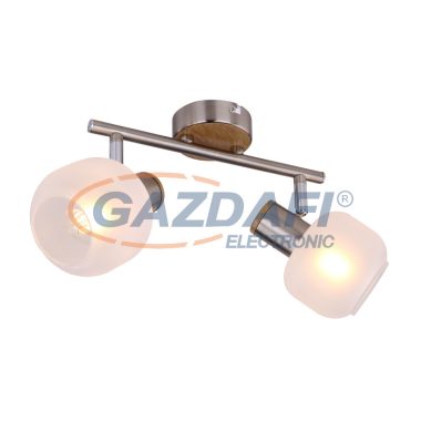 GLOBO 54302-2 LOGGI Spot nikkel matt váz, fa megjelenésű dekorral, fehér üveg búrával. LxH:250x180, exkl. 2xE14 40W 230V