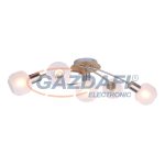   GLOBO 54302-5 LOGGI Mennyezeti lámpa nikkel matt váz, fa megjelenésű dekorral, fehér üveg búrával. LxBxH:630x380x210, exkl. 5xE14 40W 230V