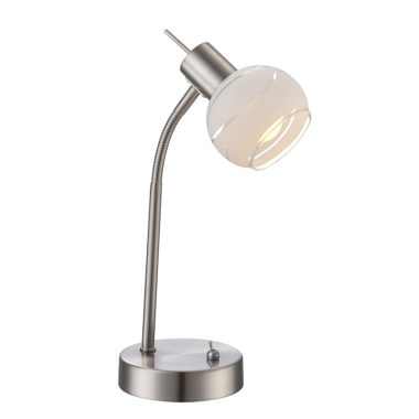 GLOBO 54341-1T ELLIOTT Asztali lámpa, LED 5W, E14, 3000 K, 320 Lm, nikkel matt, üveg
