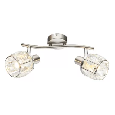 GLOBO 54356-2 KRIS Mennyezeti lámpa, 40W, 2x E14, nikkel matt, króm, üveg kristály