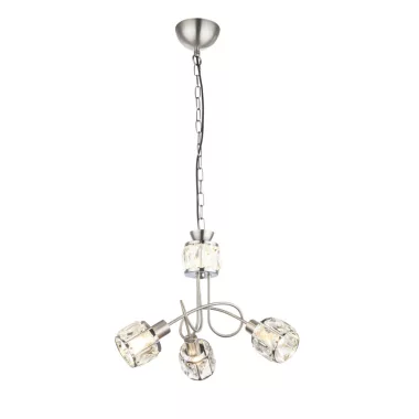 GLOBO 54356-3H KRIS Csillár , 40W , 3x E14 , 3000 K , 305 Lm , nikkel matt, króm, üveg kristály