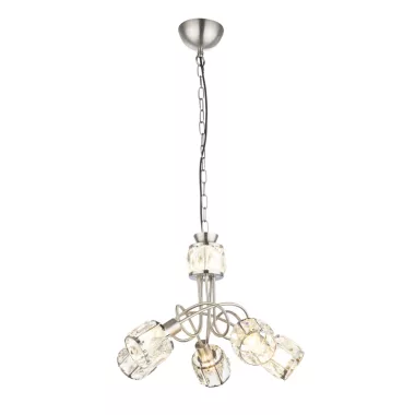 GLOBO 54356-5H KRIS Csillár , 40W , 5x E14 , 3000 K , 305 Lm , nikkel matt, króm, üveg kristály