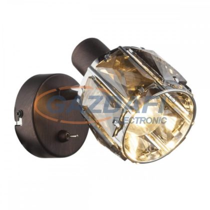   GLOBO 54357-1 INDIANA Fali lámpa, 40W, E14, bronz, króm, füstös hatású üveg kristály