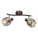   GLOBO 54357-2 INDIANA Mennyezeti lámpa, 40W, 2x E14, bronz, króm, füstös hatású üveg kristály