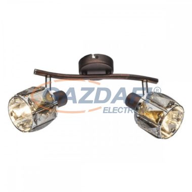 GLOBO 54357-2 INDIANA Mennyezeti lámpa, 40W, 2x E14, bronz, króm, füstös hatású üveg kristály