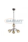 GLOBO 54357-3H INDIANA Függeszték , 40W , 3x E14 , 3000 K , 305 Lm , bronz , króm , füstös hatású üveg kristály