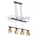   GLOBO 54357-4Z INDIANA Függeszték , 40W , 4x E14 , bronz , króm , füstös hatású üveg kristály
