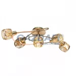   GLOBO 54358-5 MERO Mennyezeti lámpa, 40W, 5x E14, antik arany, sárgaréz, üvegkristályok, borostyán