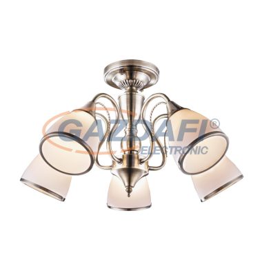 GLOBO 54706-5 COMODORO Mennyezeti bronz, opál üveg, D:540, H:300, 5xE14 60W 230V