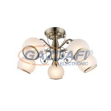 GLOBO 54713-5D COMODORO I Mennyezeti ,matt arany,üveg fehér, D:550, H:270, 5xE14 40W 230V