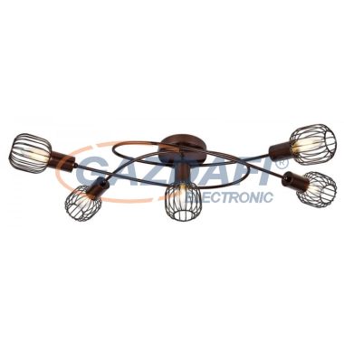 GLOBO 54801-5 Akin Mennyezeti lámpa, 40W, 5x E14, bronz, króm