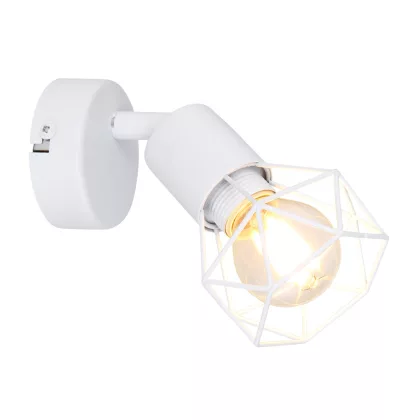   GLOBO 54802W-1 XARA I Spotlámpa fém fehér, rácsból font búrával. SZxM::80x135, AL:130, exkl. 1xE14 40W 230V