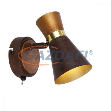 GLOBO 54808-1 MAREI Fali lámpa, 25W, E14, rozsda hatású, sárgaréz, antik arany, fa