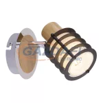   GLOBO 54816-1 VICI Spot króm talpon fa hatású dekorral, üveg opál búrával körbe fekete rács dekorral. BxH:100x120, AL:147, exkl. 1xE14 40W 230V