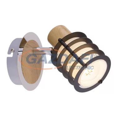 GLOBO 54816-1 VICI Spot króm talpon fa hatású dekorral, üveg opál búrával körbe fekete rács dekorral. BxH:100x120, AL:147, exkl. 1xE14 40W 230V