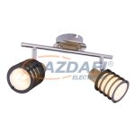   GLOBO 54816-2 VICI Spot króm talpon fa hatású dekorral, üveg opál búrával körbe fekete rács dekorral. LxH:280x145, exkl. 2xE14 40W 230V