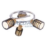   GLOBO 54816-3 VICI Spot króm talpon fa hatású dekorral, üveg opál búrával körbe fekete rács dekorral. Ø:250, H:145, exkl. 3xE14 40W 230V