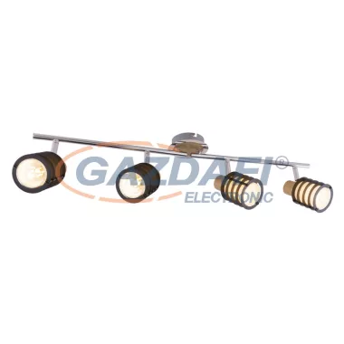 GLOBO 54816-4 VICI Spot króm talpon fa hatású dekorral, üveg opál búrával körbe fekete rács dekorral. LxH:700x145, exkl. 4xE14 40W 230V GLOBO 54816-4 VICI Spot króm talpon fa hatású dekorral, üveg opál búrával körbe fekete rács dekorral. LxH:700x145, exkl. 4xE14 40W 230V