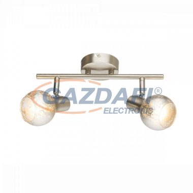 GLOBO 54840-2 Zacate Mennyezeti lámpa, 25W, 2x E14, nikkel matt, króm, üveg
