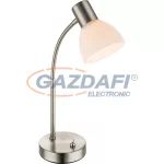   GLOBO 54918-1T ENIBAS Asztali lámpa nikkel matt, opál üveg, Flexo, kapcsolóval, LxBxH:230x110x400, 1xE14 40W 230V
