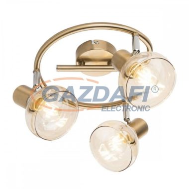 GLOBO 54922-3 DONTO Mennyezeti lámpa, 40W, 3x E14, antik arany, króm, üveg, borostyán