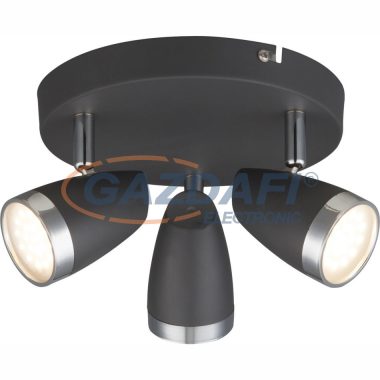 GLOBO 56110-3 Nero Mennyezeti lámpa, 3x LED 4W, 3000 K, 3x 250 Lm, fém antracit, króm, műanyag