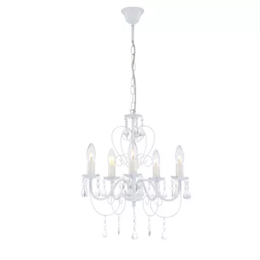 GLOBO 63126-5 PINJA Csillár , 40W , 5x E14 , fém fehér , akril kristályokkal
