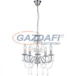   GLOBO 63128-5 PINJA Csillár , 40W , 5x E14 , fém fehér , akril kristályokkal