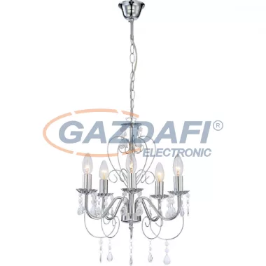 GLOBO 63128-5 PINJA Csillár , 40W , 5x E14 , fém fehér , akril kristályokkal