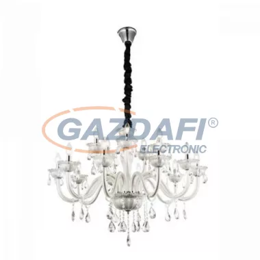 GLOBO 64118-15 Teejay Csillár , 40W , E14 , króm , üveg , K5 kristályok , textil