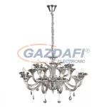   GLOBO 64129-15 Olenna Csillár , 40W , E14 , króm , üveg , K5 kristályok, textil