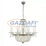   GLOBO 64130-8 Asha Csillár , 40W , E14 , csiszolt fém , ezüst , K9 kristályok