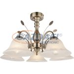  GLOBO 69007-5 POSADAS Mennyezeti bronz, üveg alabástom fehér, üveg DM: 190mm, D:600, H:365, exkl. 5xE27 60W 230V