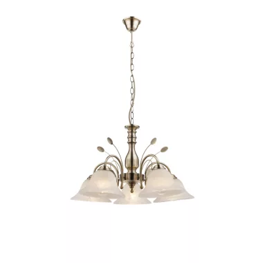 GLOBO 69007-5H POSADAS Csillár bronz, üveg alabástom fehér, üveg DM: 190mm, D:600, H:1000, exkl. 5xE27 60W 230V