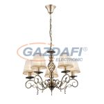   GLOBO 69011-5H GENOVEVA III Csillár bronz, textil fehér, D:590, H:1000, 5xE14 60W 230V