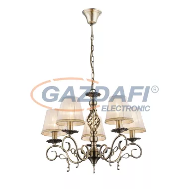 GLOBO 69011-5H GENOVEVA III Csillár bronz, textil fehér, D:590, H:1000, 5xE14 60W 230V