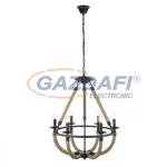   GLOBO 69029-6H ULLEU Függeszték , 40W , 6x E14 , fém fekete/ kender