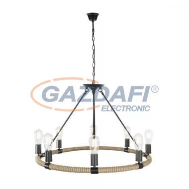 GLOBO 69029-8 ULLEU Függeszték , 60W , 8x E27 , fém fekete, kender