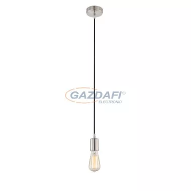 GLOBO A11 Függeszték matt króm, fekete kábel, E27 60W 230V ø100x1400mm IP20