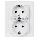   GREENLUX GXKP010 Dupla csatlakozóaljzat SCHUKO JUPITER 250V 16A fehér 2x(2P+PE)