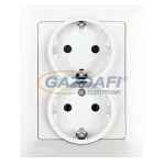  GREENLUX GXKP039 Dupla csatlakozóaljzat SCHUKO PREMIUM fehér 250V 16A 2x(2P+PE)