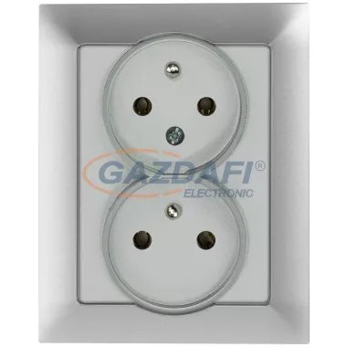 GREENLUX GXKP138 PREMIUM ZA-26 S Dupla csatlakozóaljzat 2x(2P+PE), 16A ezüst
