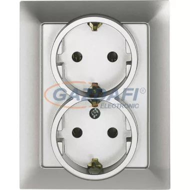 GREENLUX GXKP139 PREMIUM ZA-27 SCHUKO S Dupla csatlakozóaljzat 2x(2P+PE), 16A ezüst GREENLUX GXKP139 PREMIUM ZA-27 SCHUKO S Dupla csatlakozóaljzat 2x(2P+PE), 16A ezüst