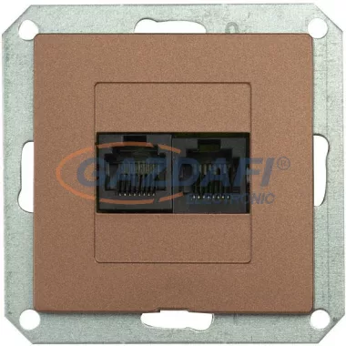 GREENLUX GXKP351 PREMIUM 2 PC/6 M-A Dupla kommunikációs csatlakozóaljzat 2x8pin (2xRJ45) Cat.6 mahagóni GREENLUX GXKP351 PREMIUM 2 PC/6 M-A Dupla kommunikációs csatlakozóaljzat 2x8pin (2xRJ45) Cat.6 mahagóni