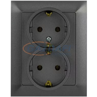 GREENLUX GXKP439 PREMIUM ZA-27 SCHUKO G Dupla csatlakozóaljzat 2x(2P+PE), 16A grafit GREENLUX GXKP439 PREMIUM ZA-27 SCHUKO G Dupla csatlakozóaljzat 2x(2P+PE), 16A grafit